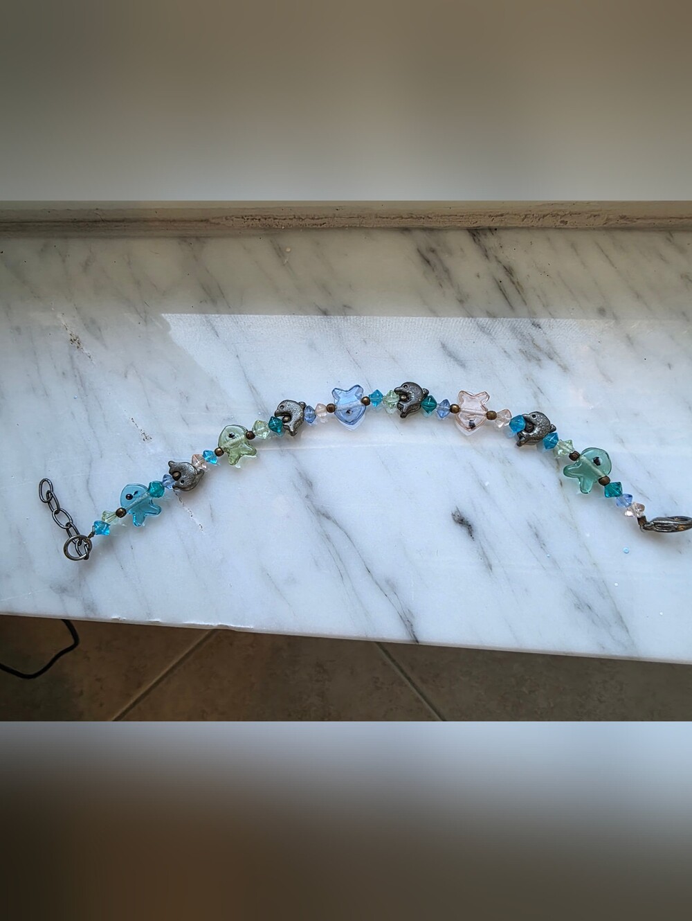Handmade Multicolor Glass Dolphin Bracelet - Unbranded